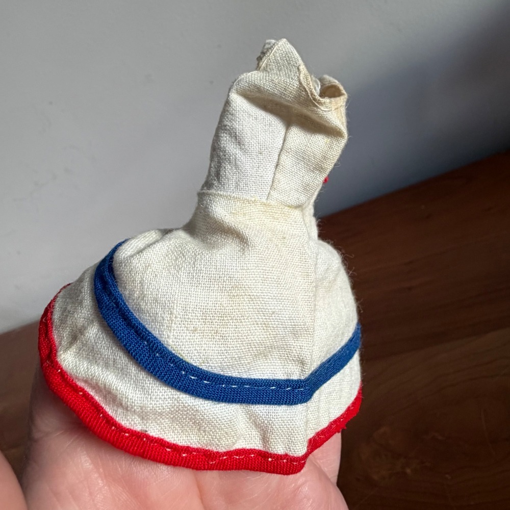 Vintage 1977 Uneeda Donna Doll Tennis Dress White Red Blue Trim Barbie Racquets - Picture 5 of 9